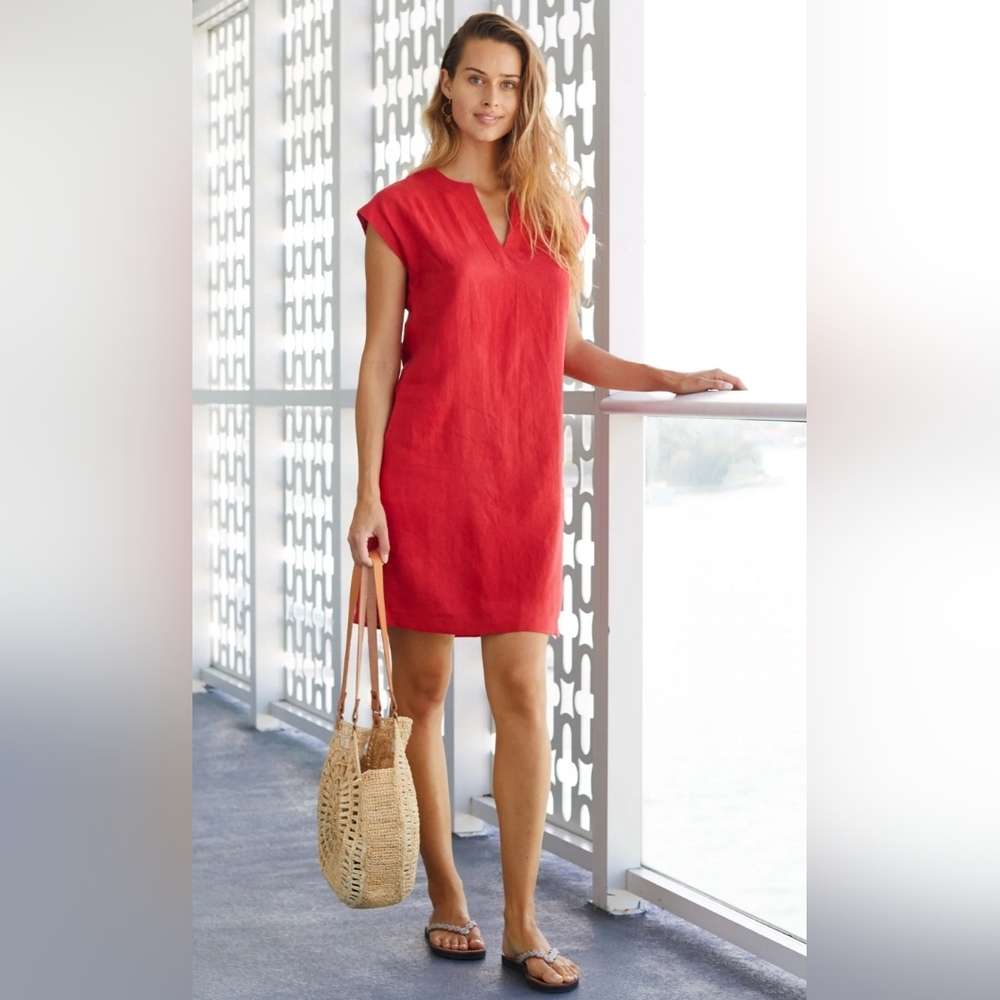 ASPIGA Dori Red Linen Dress, organic cotton